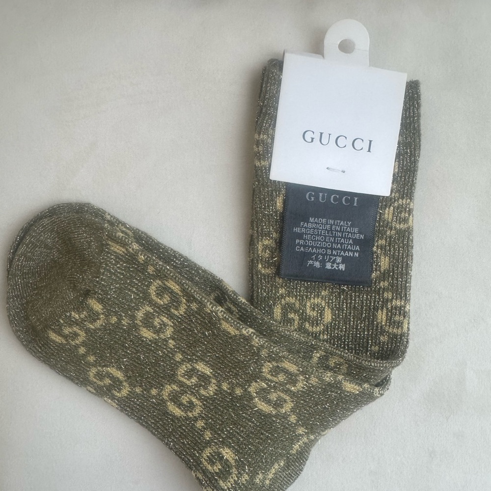NWT Unisex Gucci Metallic Socks.